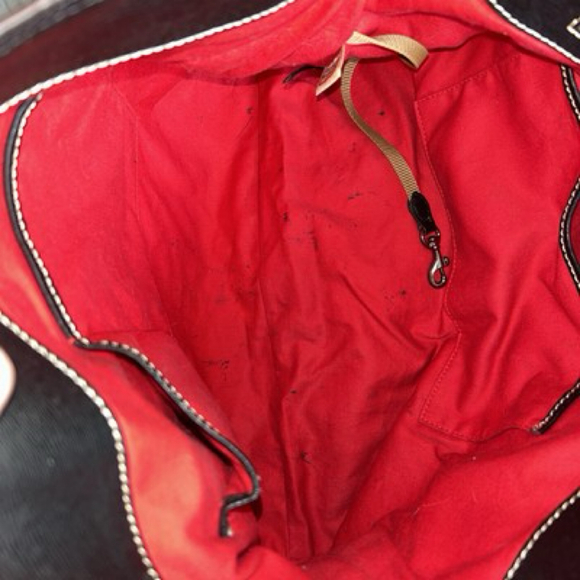 Dooney & Bourke White Black Quilt Logo Canvas Shoulder Bag Handbag Tote - Picture 11 of 14